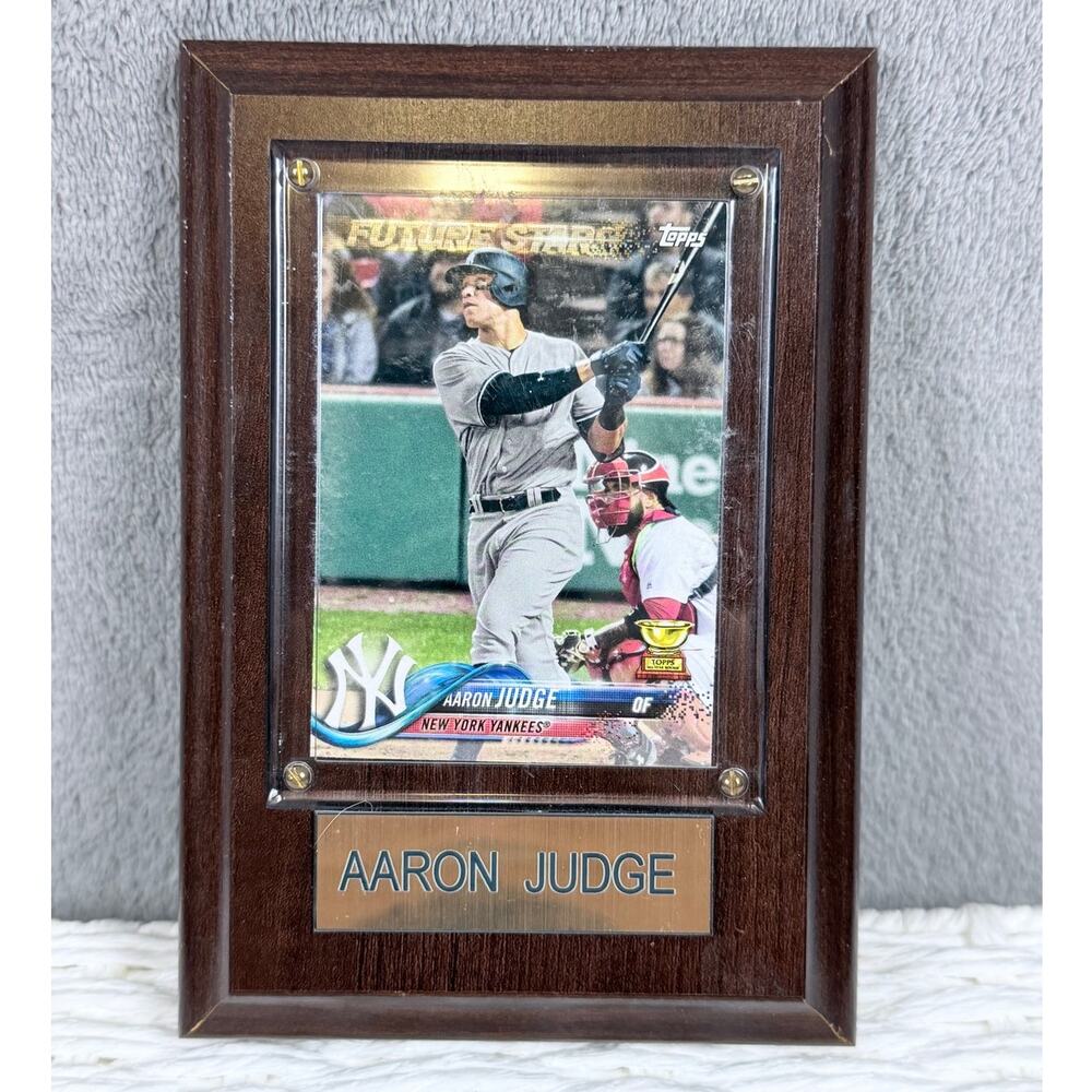 Aaron Judge Yankees Topps Baseball Card Mini Wood Display Plaque 7"